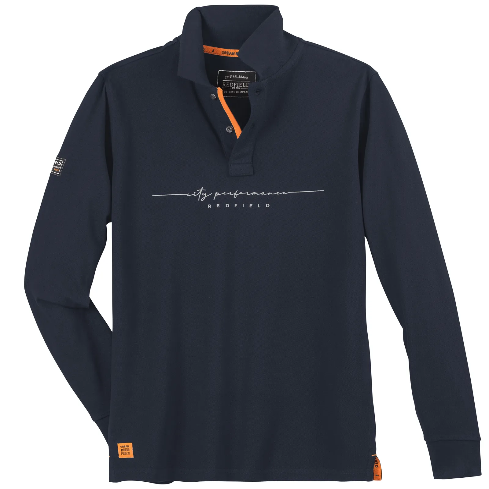 REDFIELD  POLOSHIRT LANGE MOUW DONKERBLAUW CITY PERFORMANCE